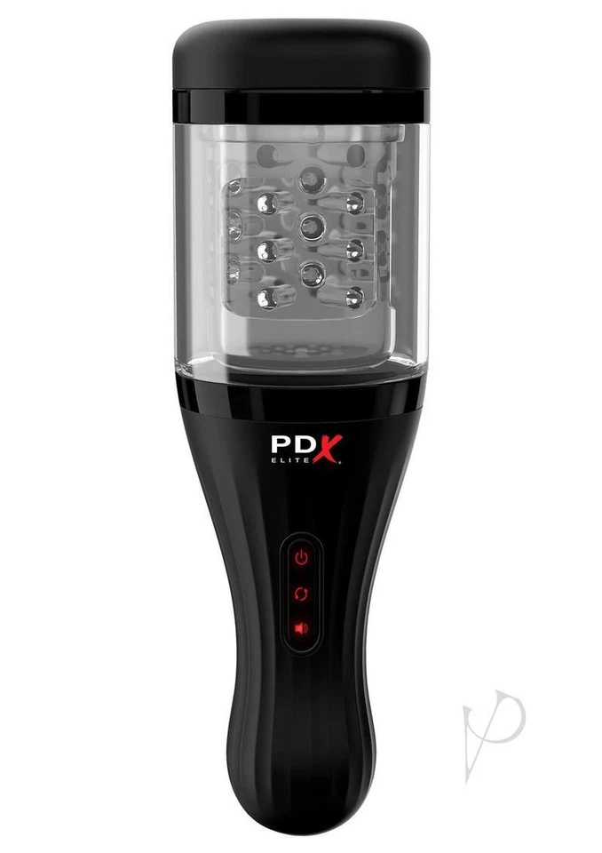 PDX Elite Rechargeable Talk Dirty Rotobator Masturbator - Pussy - Clear/Black - Image 2 of 4