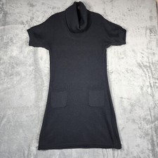 Athleta Sweater Dress Women Size Small Black Cowl Neck Short Sleeve Pockets