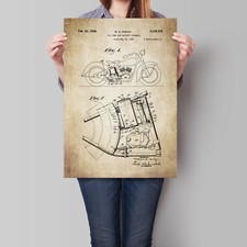Harley Vintage Blueprint Poster Retro Engine Motor Oil Tank Cycle Art 3 of 3