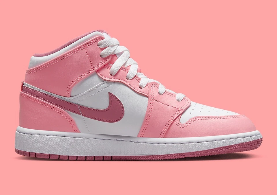 Nike Air Jordan 1 Mid Coral Tiza Blanco Rosa Zapatos DQ8423-616 GS DQ8424-616 PS Foto 3 de 4