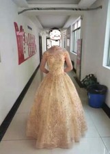 Women Gold Off The Shoulder Ball Gown Quinceanera Dresses Burgundy Prom Dress