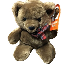 Dakin Burry Lu Bear 1984 Brown Plush Teddy Plaid Scarf Non Allergenic 9" Tag