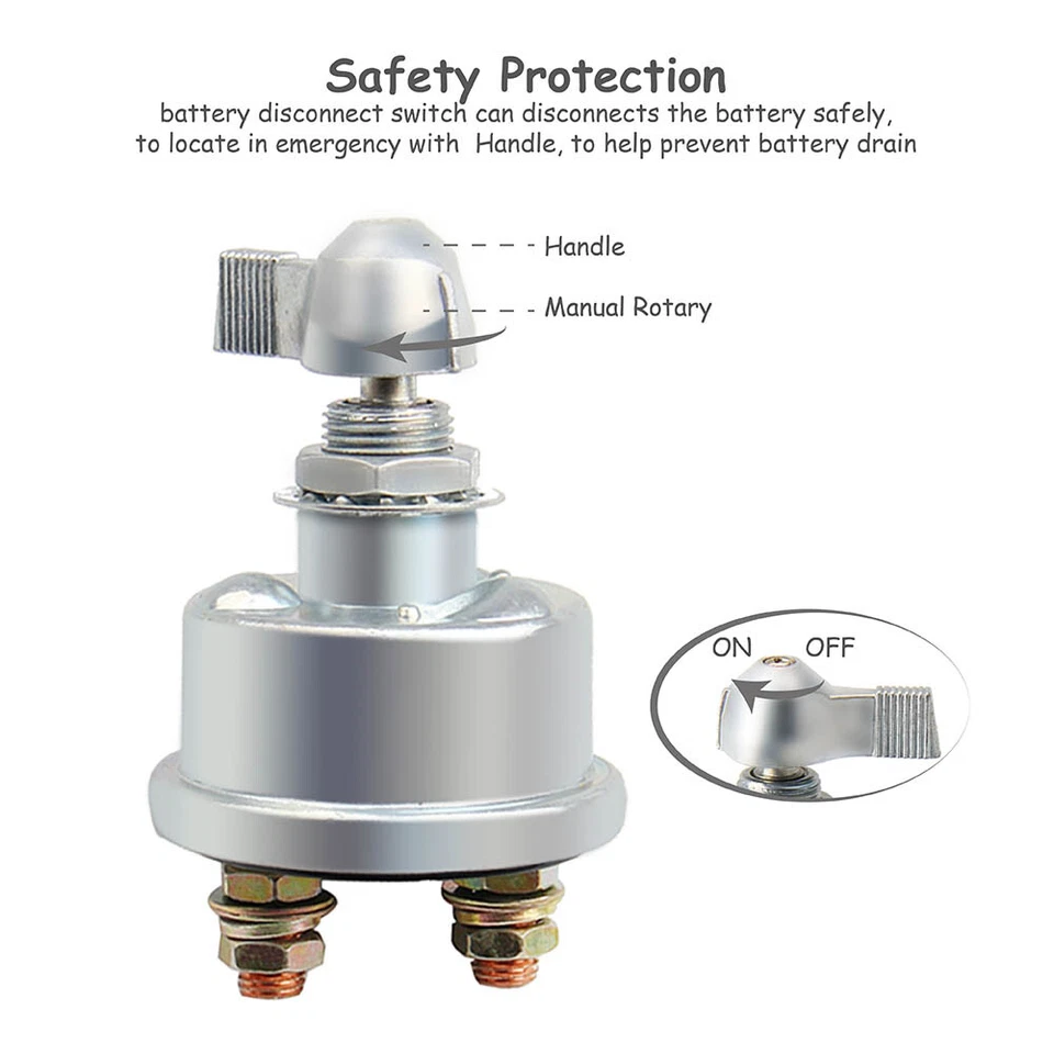 2X Batería Maestra Desconexión Rápida Corte de Alimentación Interruptor de Apagado Resistente 12V 24V Foto 4 de 4