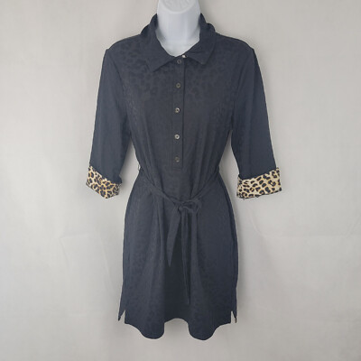 TOMMY BAHAMA Womens Sz SMALL Dress Black Jacquard Animal Office Preppy Money