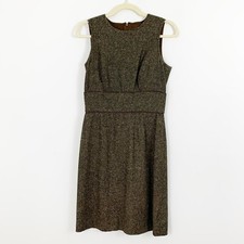 Magaschoni Brown Sheath Dress Size 2 Work Career Sleeveless Wool Silk Blend