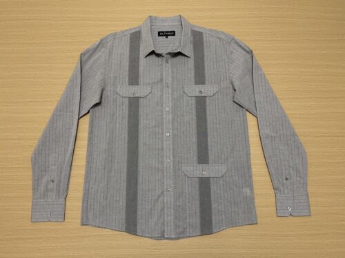 Alpha 60 Mens Shirt Size Large Front Button Long Sleeves Polo Casual w/ Pockets
