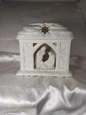 Vintage Porcelain Manger Nativity Scene Tea Lite Candle Holder