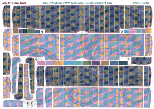 Aviattic ATT32176 1/32 Fokker DVII Albatros OAW 5 collozenge pink rib tapes - 第 1/1 張圖片