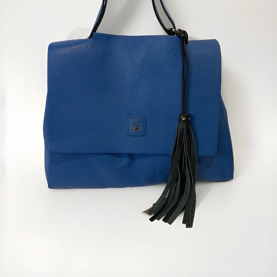 Bolso de mano de cuero de becerro Carbotti azul Miro hecho en Italia Foto 4 de 4