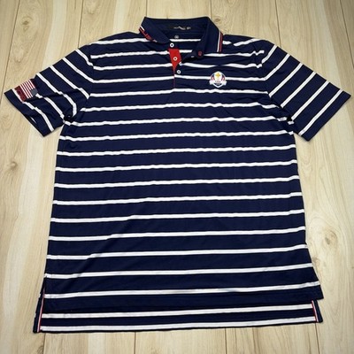 ラルフローレン　RLX 2018ライダーカップシャツ RLX Ryder Cup USA 2018 Shirt Mens XL Blue Stripe Golf Polo Ralph