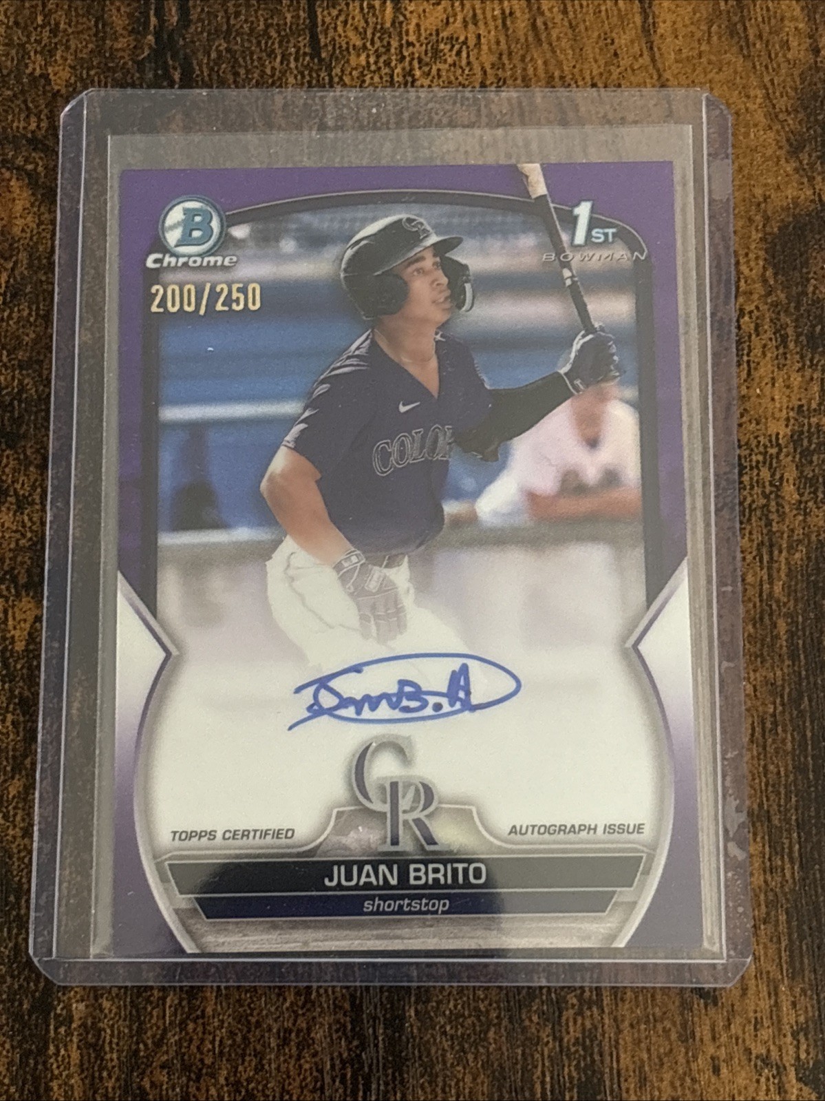 2023 Bowman Chrome 1st Juan Brito /250 Auto Purple Refractor #CPA-JBO Guardians