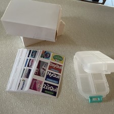 2- Pill Organizer with Medicine Labels Travel Daily Pill Container Case NEW