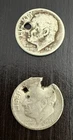 ROOSEVELT DIME 1946 & 1948 coins - damaged/junk coin with 90% silver, 10% copper