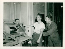 1945 WWII Cpl Taylor Photo Mail Det 18th VMD Paris France Velox Glazing Machine