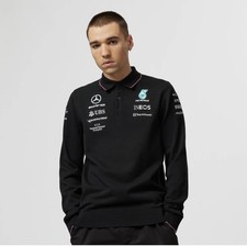 Mercedes Mens F1 Shirt Size L Long Sleeve Knitted Polo AMG Petronas 2023