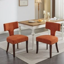 Modern Dining Chairs Set of 2,with Accent Chair Curved Backrest , Orange