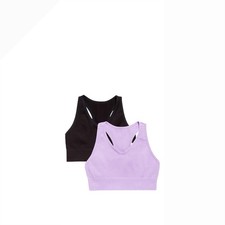Old Navy Girls Go-Dry Seamless Racerback Sports Bras 2-Pack Black Purple Size M