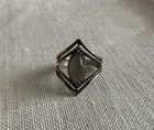 Sterling Silver Native American Labradorite Ring Size 4.5 Saw Tooth Vintage