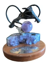 Vidal Ebano Authentic Amethyst Sculpture Damaged 10" Anniversary Plaque 