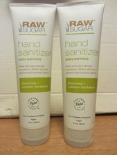 2 NEW vegan Raw Sugar Hand Sanitizer Coconut  Lemon Verbena 9 oz non drying