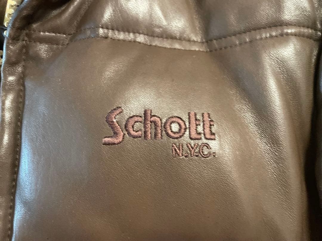 Schott Leather Down Feathers Jacket Sheepskin Lea… - image 3