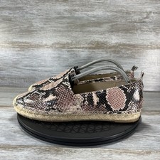 Sam Edelman Women  s Khloe Espadrille Pink Black Snakeskin Print Flats Size 10