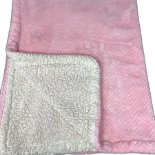 Walmart Pink Embossed Chevron Baby Blanket Velour Cream White Sherpa Lovey