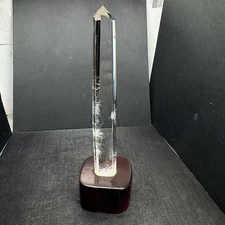 294g Natural White Quartz Obelisk Energy Crystal Point Wand Reiki Decor+Stand