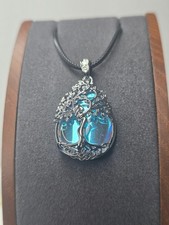 Tree of Life Moonstone Pendant 925 Sterling Silver Celtic Drop Amulet