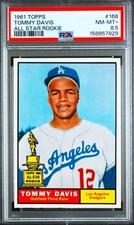 Tommy Davis RC Card 1961 Topps #168 Dodgers Rookie 2 Batting Titles 8 9 PSA 8.5. rookie card picture