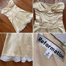 Reformation $248 Ursula Silk Dress Ivory Sugar sz 2 EUC