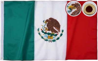 Mexico Flag 3x5 Ft Embroidered Eagle 210D Heavy Duty Polyester Outdoor w Grommet