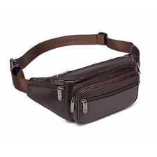 Genuine Leather Fanny Pack/Waist Bag/Organizer with Adjustable Belt, Multiple...