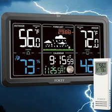 Weather Station Wireless Indoor Outdoor, Indoor Outdoor Thermometer Wireless ...