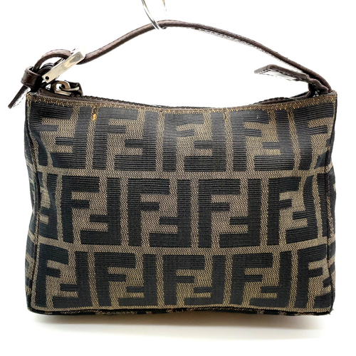Auth FENDI Zucca PatternKhakiBrown Canvas/Leather Mini Handbag WDustbag i010635 - Photo 3/17