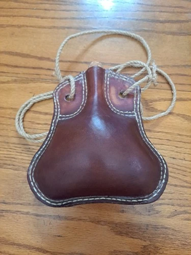 Leather Costrel Canteen With Jute Strap Colonial Revolutionary War Medieval