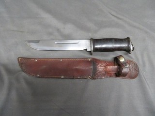 WWII US GI E.G. WATERMAN FIGHTING KNIFE W/ SHEATH NICE BLADE