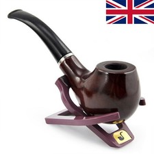 Durable Wooden Pipe Smoking Tobacco Cigar Pipes Cool Gift & Stand Holder Present