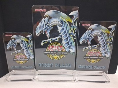 Yu-Gi-Oh! TCG Yugi OTS Acrylic Trophy 1st 2nd 3rd Place Set Blue Eyes Art