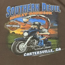 Harley Davidson Y2K Southern Devil Cartersville GA Motorcycle T Shirt Mens Large
