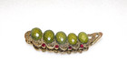 4" GREEN & RED RHINESTONE FILIGREE GOLD TONE HAIR CLAW — photo 3