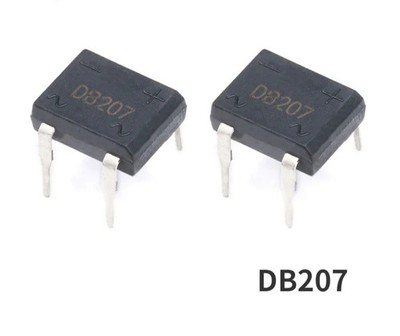 1x DB207 Brückengleichrichter DIP4 1000V 2A DB207S Leistungsdiodengleichrichter elektronisch