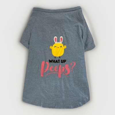 What s Up Peeps Dog Easter T Shirt Size XL Blue Graphic Holiday NEW