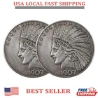2PCS 1907 Antique Liberty Indian Head $10 Dollar Coin, Uncirculated Morgan Silve