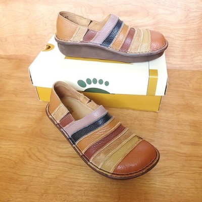 Spring Step Firefly Leather Clog Size 40 US 9 Camel Multi Striped Comfort Shoes