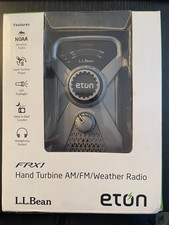 LL Bean Hand Turbine AM/FM NOAA Silver Radio W/Light ETON FRX1 in orig packaging