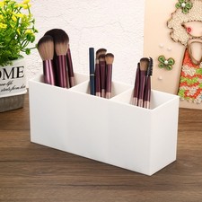 White 2pcs 3 Compartments Clear Acrylic Pen Holder Pencil Holder Organizer Cup ⊿