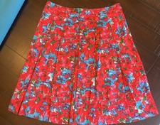 TALBOTS perfectly Pleated Swing Midi skirt; lined; Floral pattern; size 8