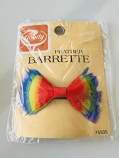 Vintage 1980 s Goody Rainbow Feather Barrette Wire Clasp 1982 Rare New Old Stock