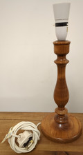 Vintage BHS Turned Wooden Table Lamp Base Made in Britain Light Wood Spindle